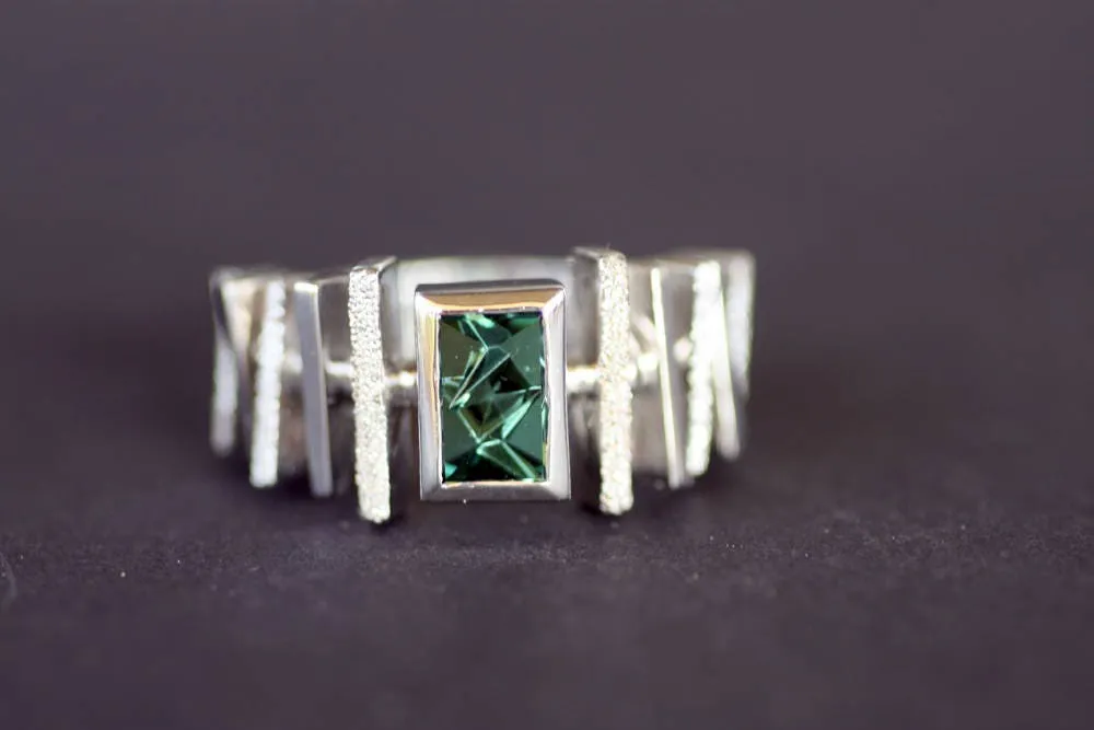 Handcrafted Tourmaline geometric ring