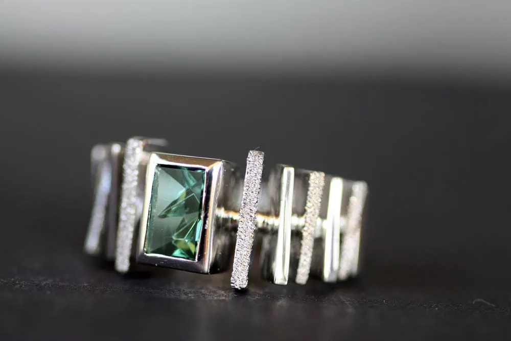 Handcrafted Tourmaline geometric ring
