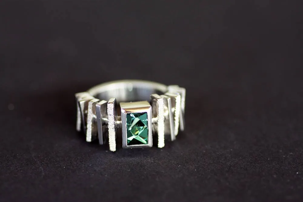 Handcrafted Tourmaline geometric ring