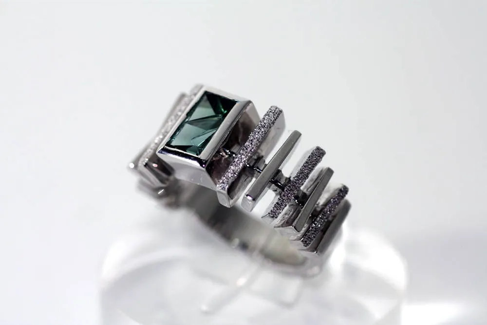 Handcrafted Tourmaline geometric ring