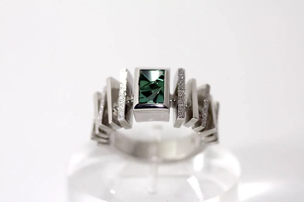 Handcrafted Tourmaline geometric ring