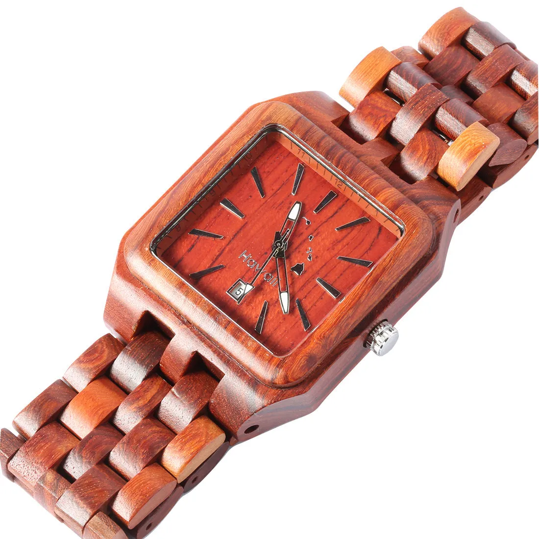Handcrafted Wooden Watch Square Red