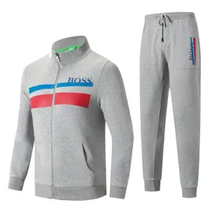Hugo Boss Zip-Through Tracksuit With Color Block Design- Ash