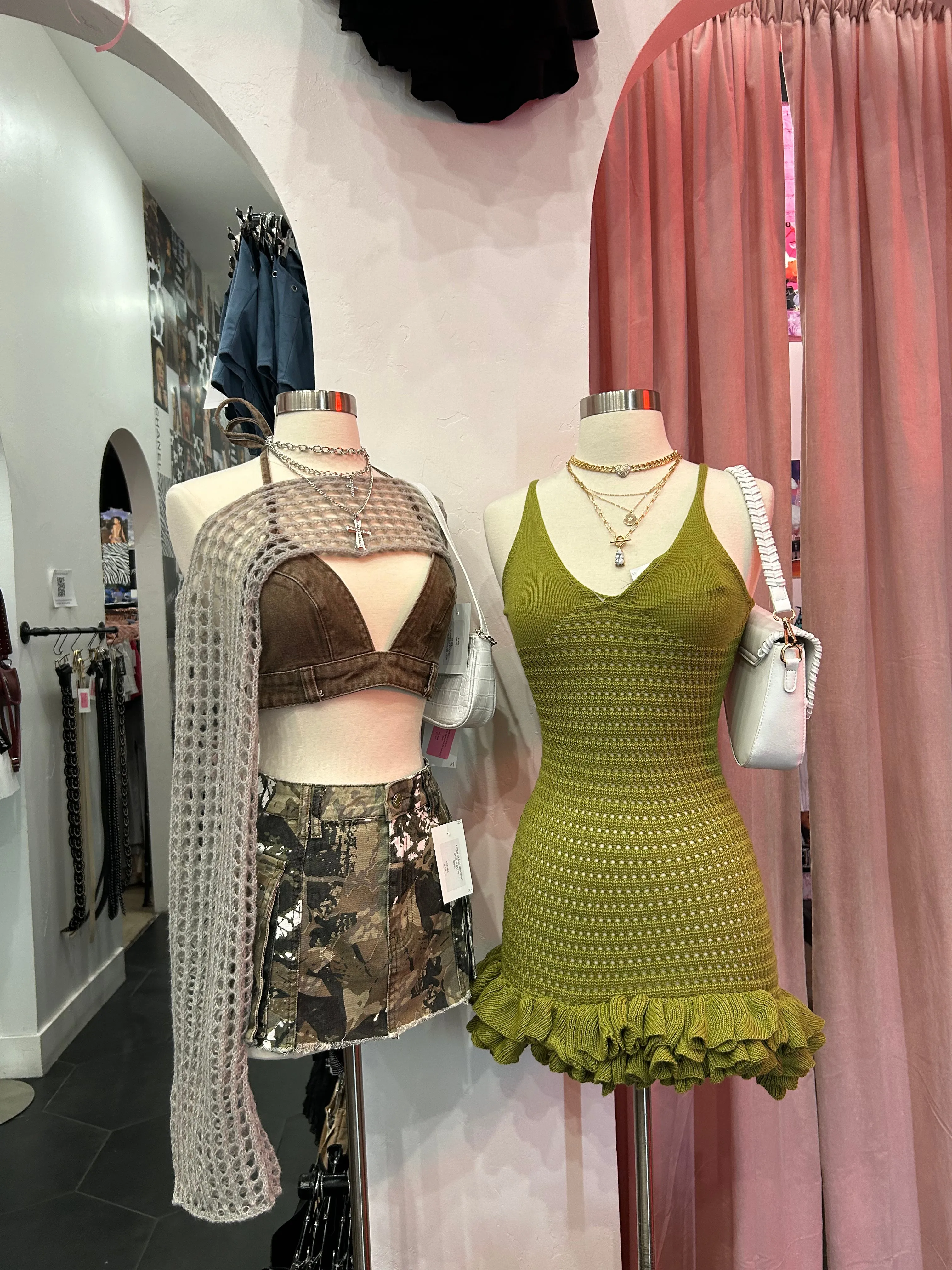 Lea Crochet Mini Dress (Avocado Green)