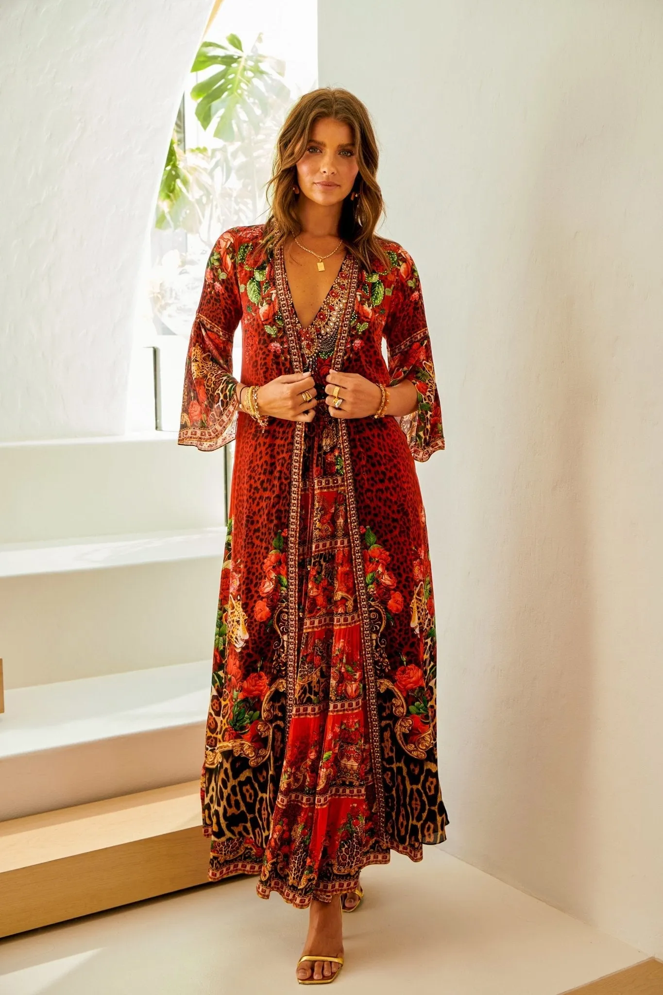 LEOPARDESS LONG JACKET W SPLIT SLEEVES