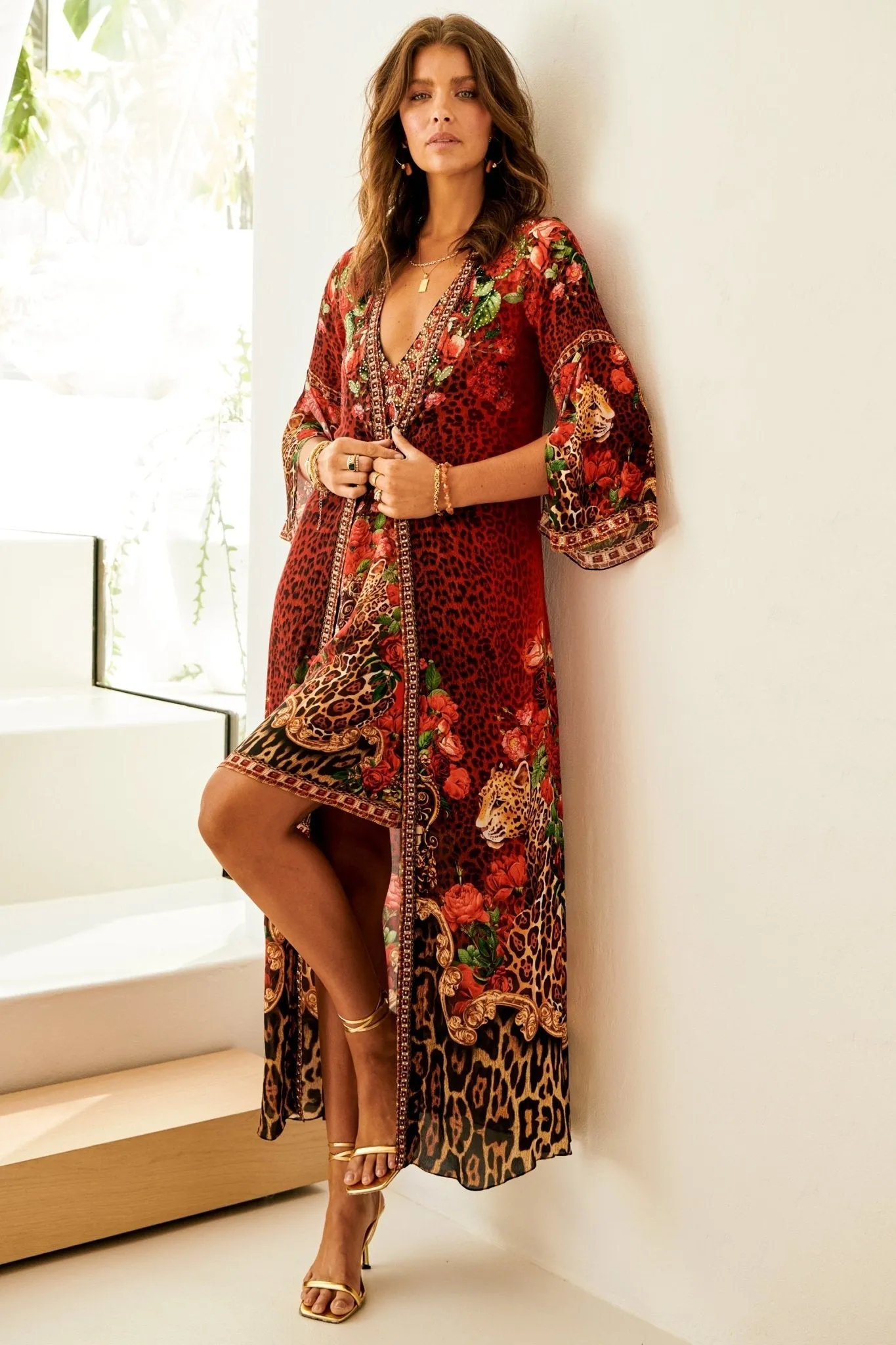 LEOPARDESS LONG JACKET W SPLIT SLEEVES