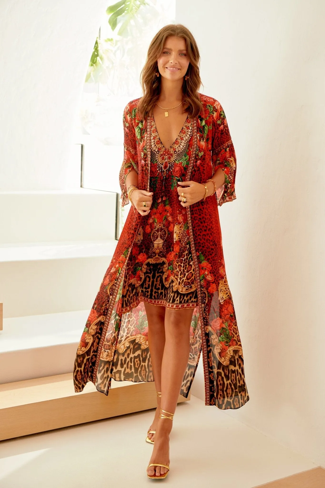LEOPARDESS LONG JACKET W SPLIT SLEEVES