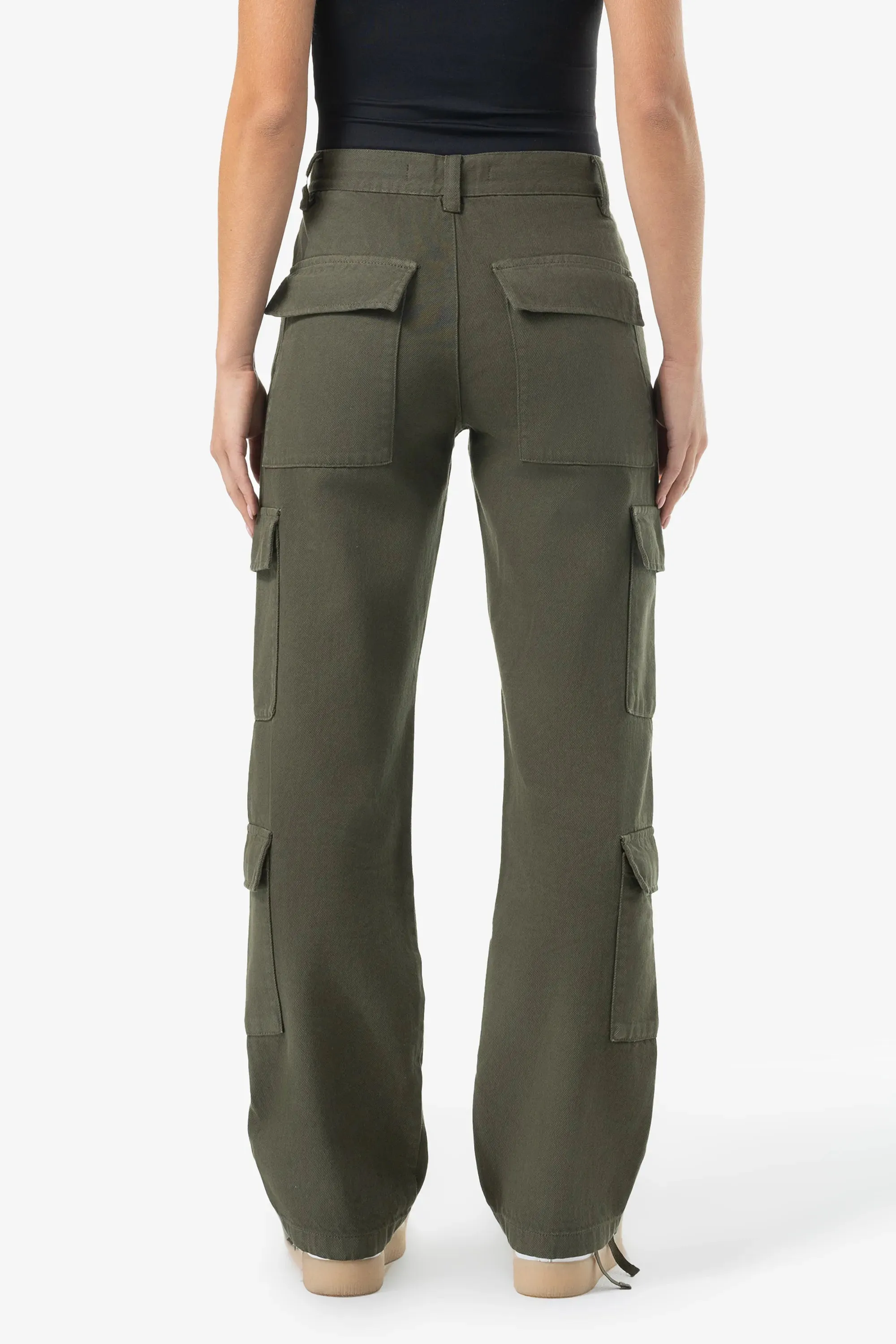 Lia Wide Cargo Pants Basic Olive