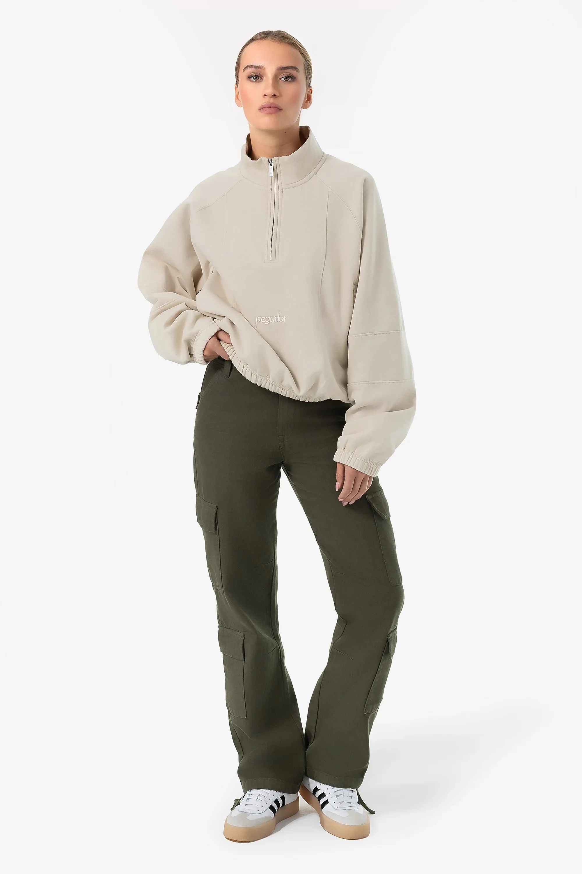 Lia Wide Cargo Pants Basic Olive