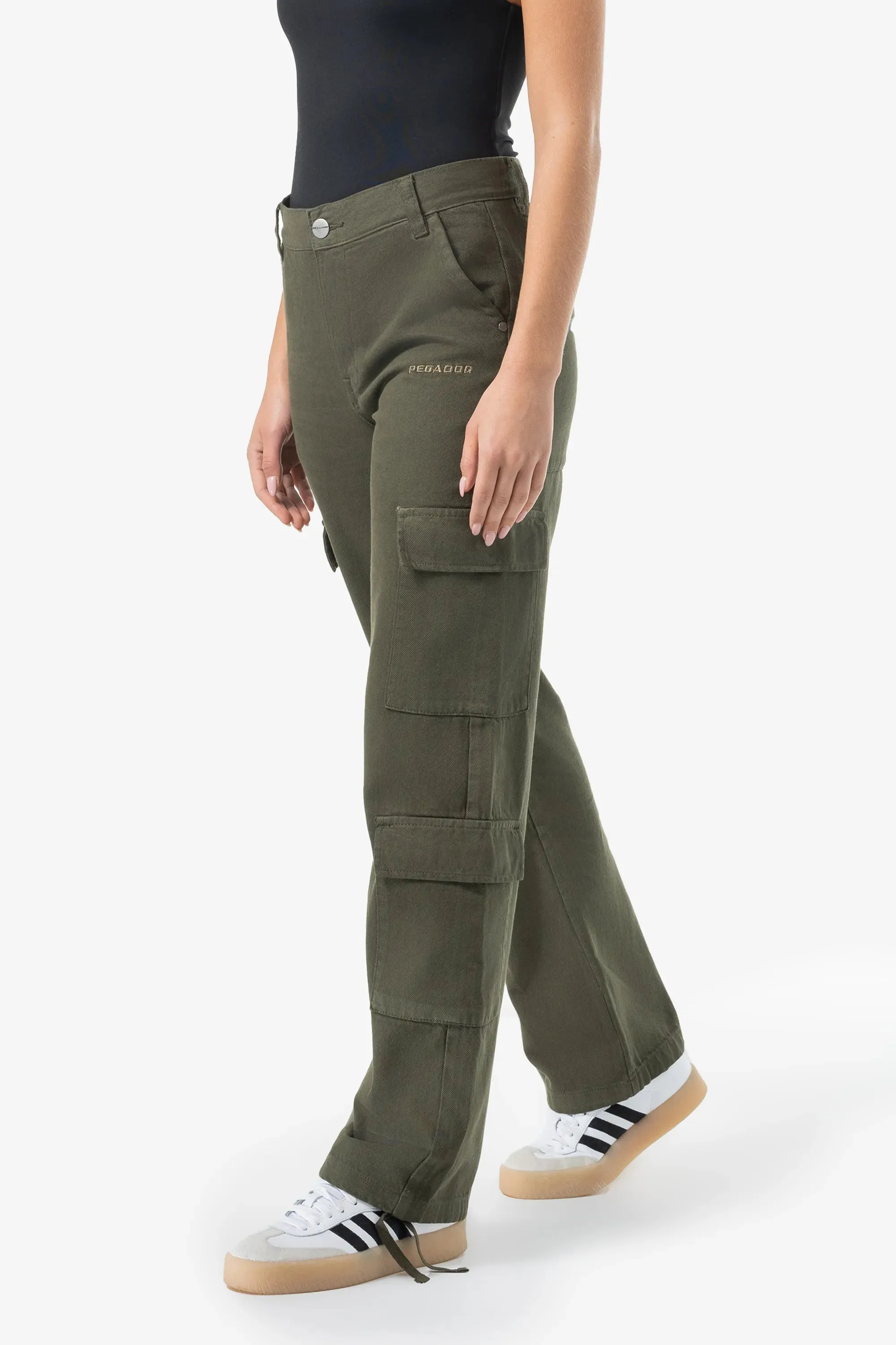Lia Wide Cargo Pants Basic Olive