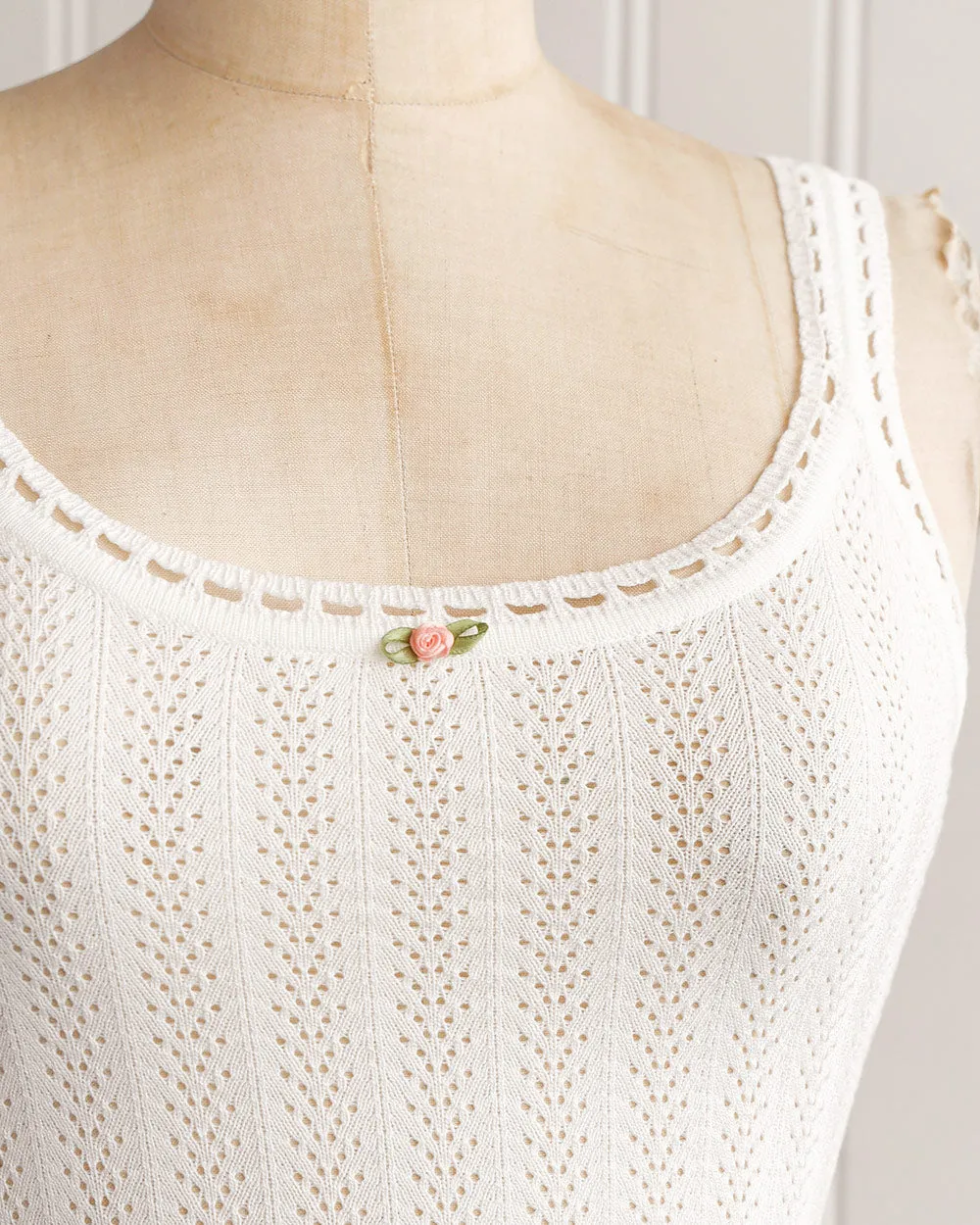 Lilith Pointelle Top - White