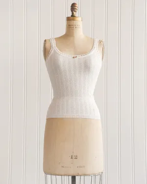 Lilith Pointelle Top - White