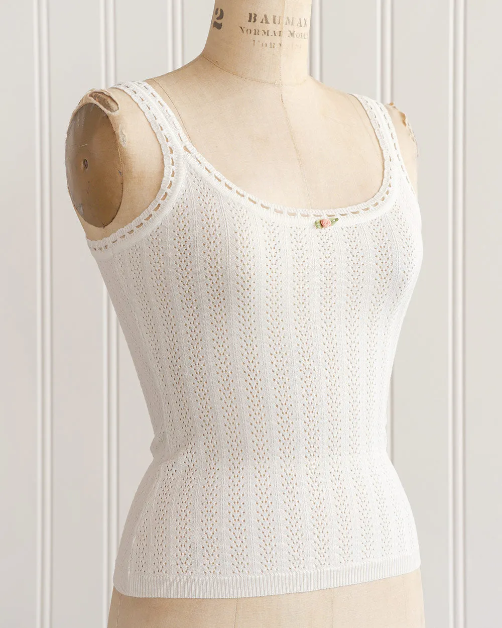 Lilith Pointelle Top - White