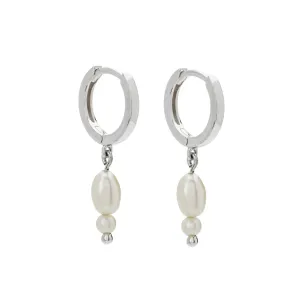 MURKANI Double Pearl Huggies in Sterling Silver