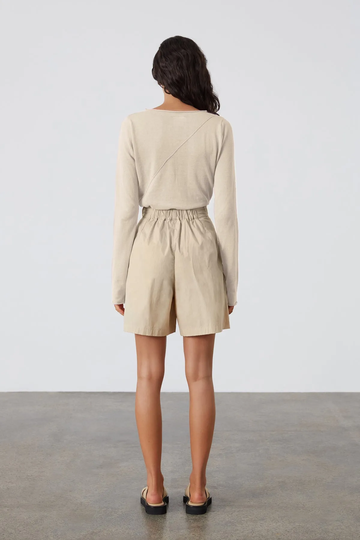 Panelled Knit Top - Stone