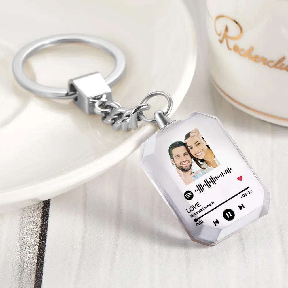 Personalised Keychains Crystal Picture Frame Scannable Code Keychain