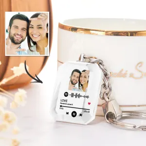 Personalised Keychains Crystal Picture Frame Scannable Code Keychain