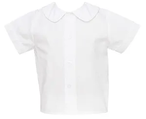 Petit Bebe Baby / Toddler Boys White Button Front Shirt with Collar - Short Sleeves