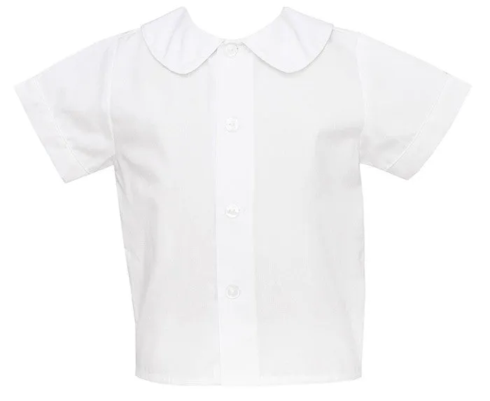 Petit Bebe Baby / Toddler Boys White Button Front Shirt with Collar - Short Sleeves