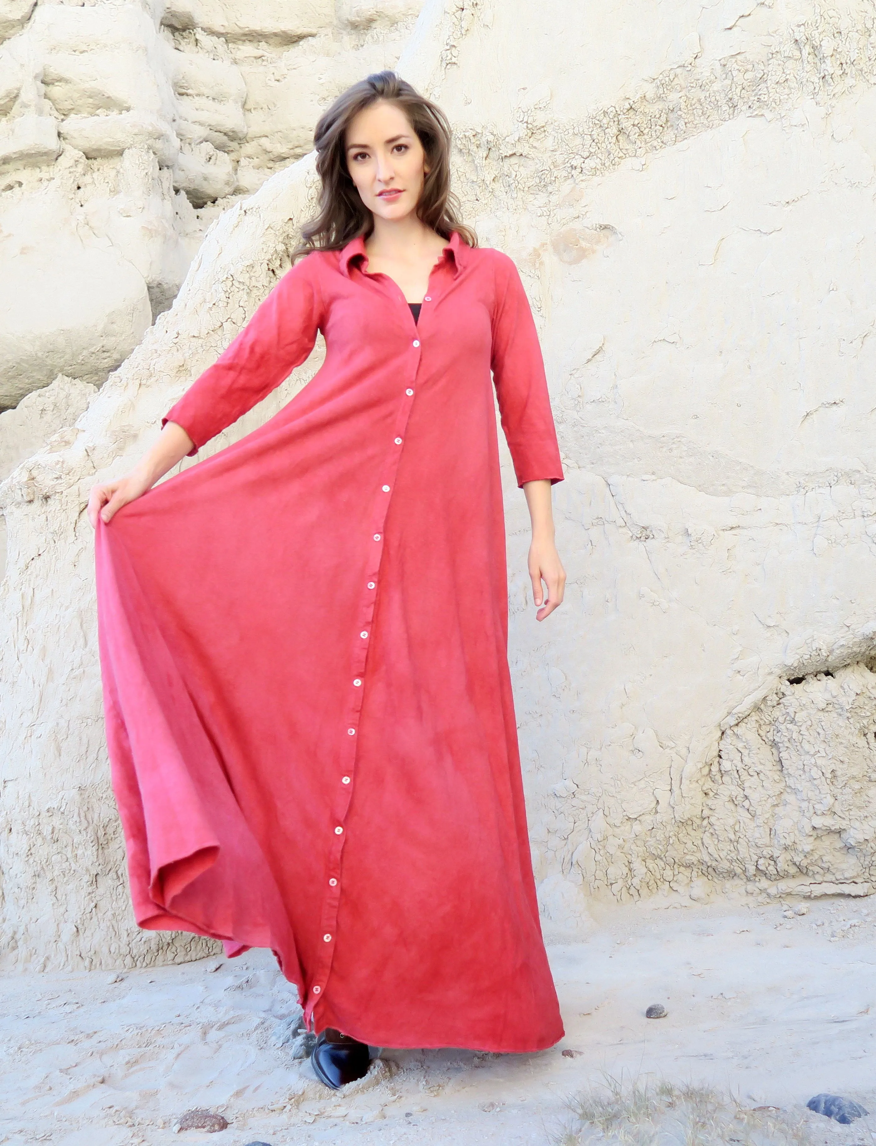 Prairie Button Front Wanderer Long Dress