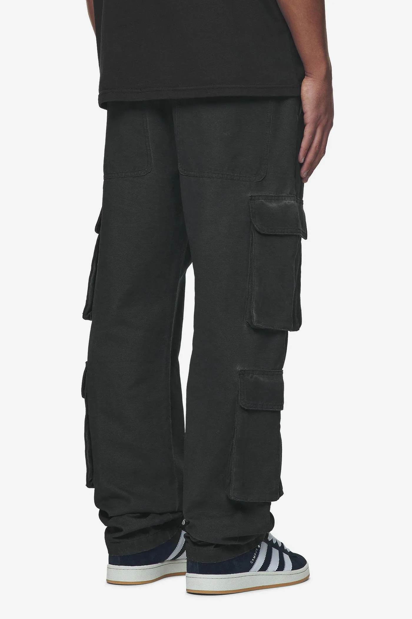 Preto Wide Cargo Pants Dyed Black