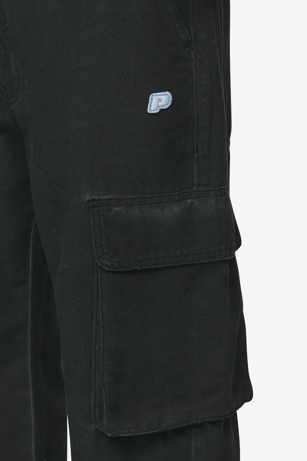 Preto Wide Cargo Pants Dyed Black