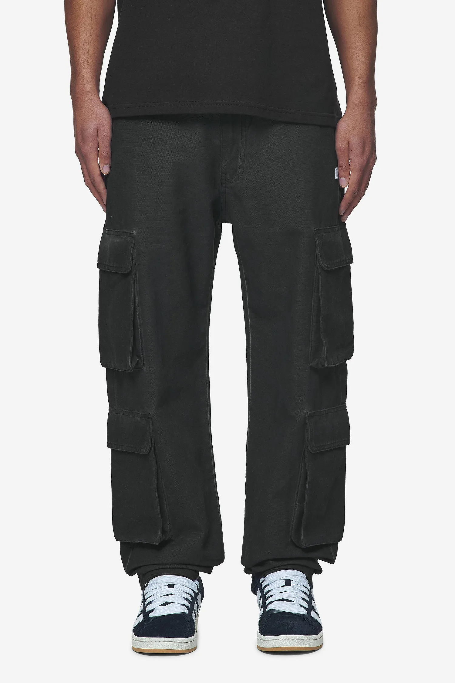 Preto Wide Cargo Pants Dyed Black