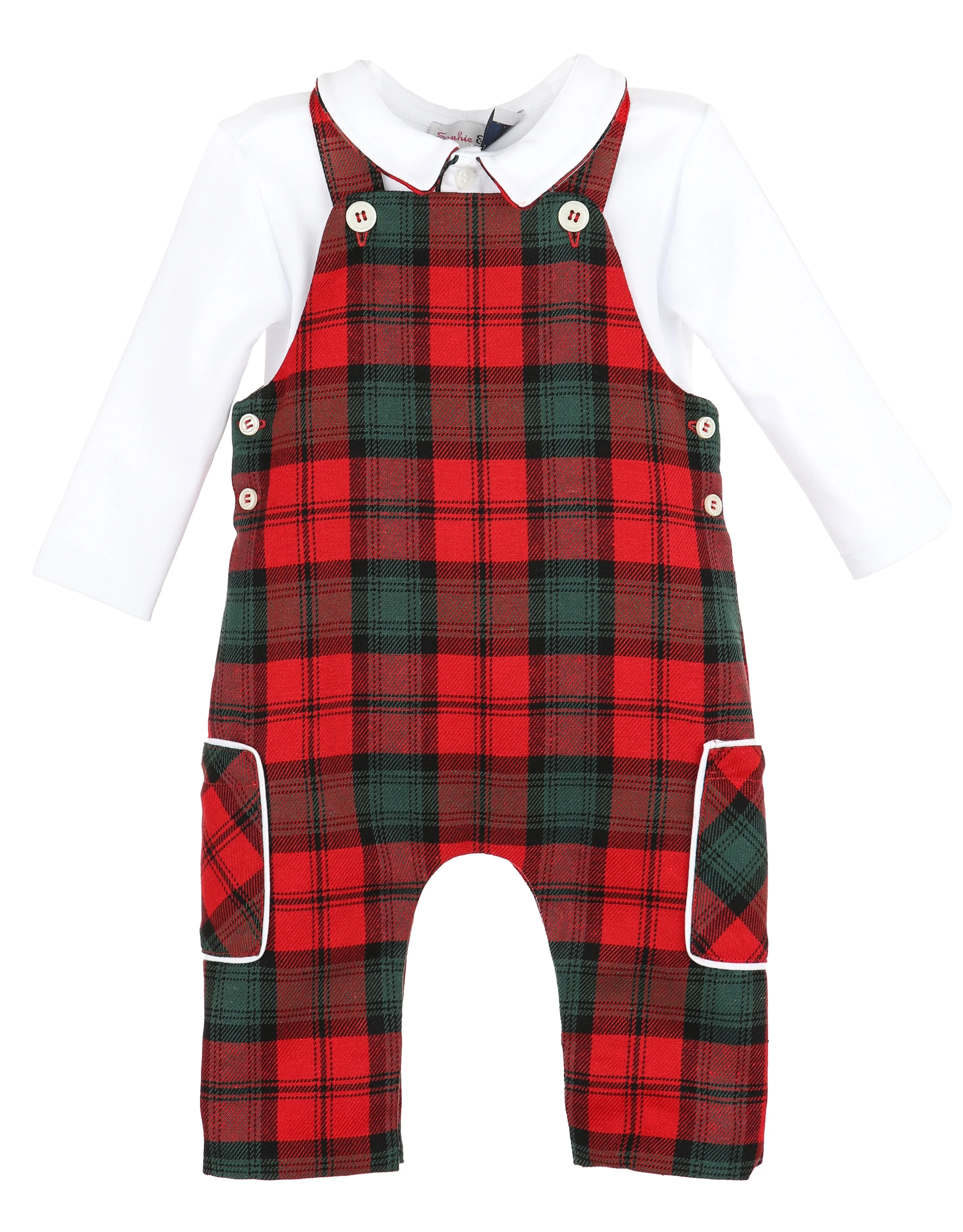 Red and Green Tartan Tidings Overall Set
