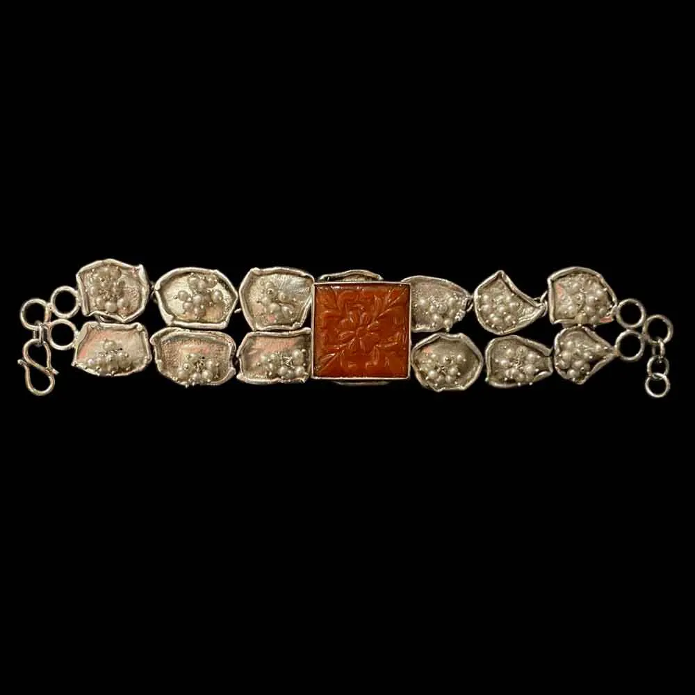 Red Stone Silver Bracelet