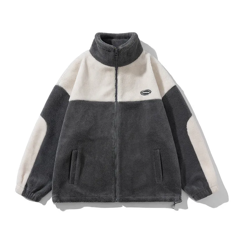 Retro Plaid Lambswool Turtleneck Jacket – Warm Unisex Fashion in Black and Gray