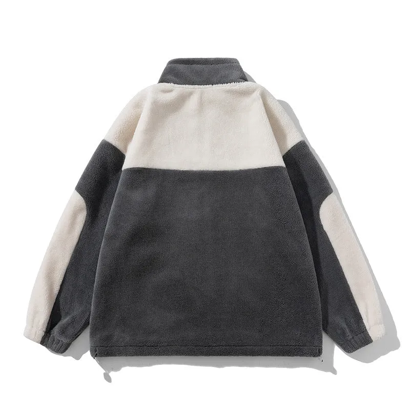 Retro Plaid Lambswool Turtleneck Jacket – Warm Unisex Fashion in Black and Gray