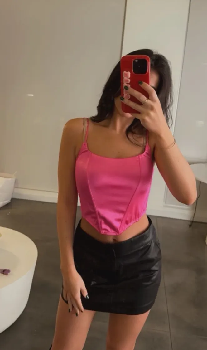 Satin Tie Back Corset Top