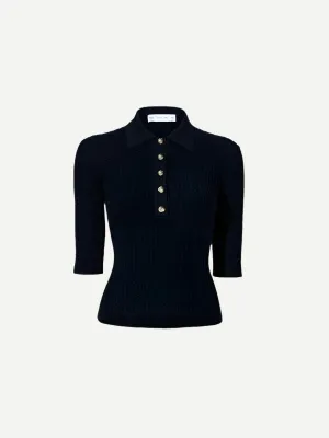 Sera Knit Polo in Black