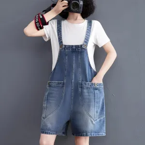 Short Denim Overall Jumpsuit