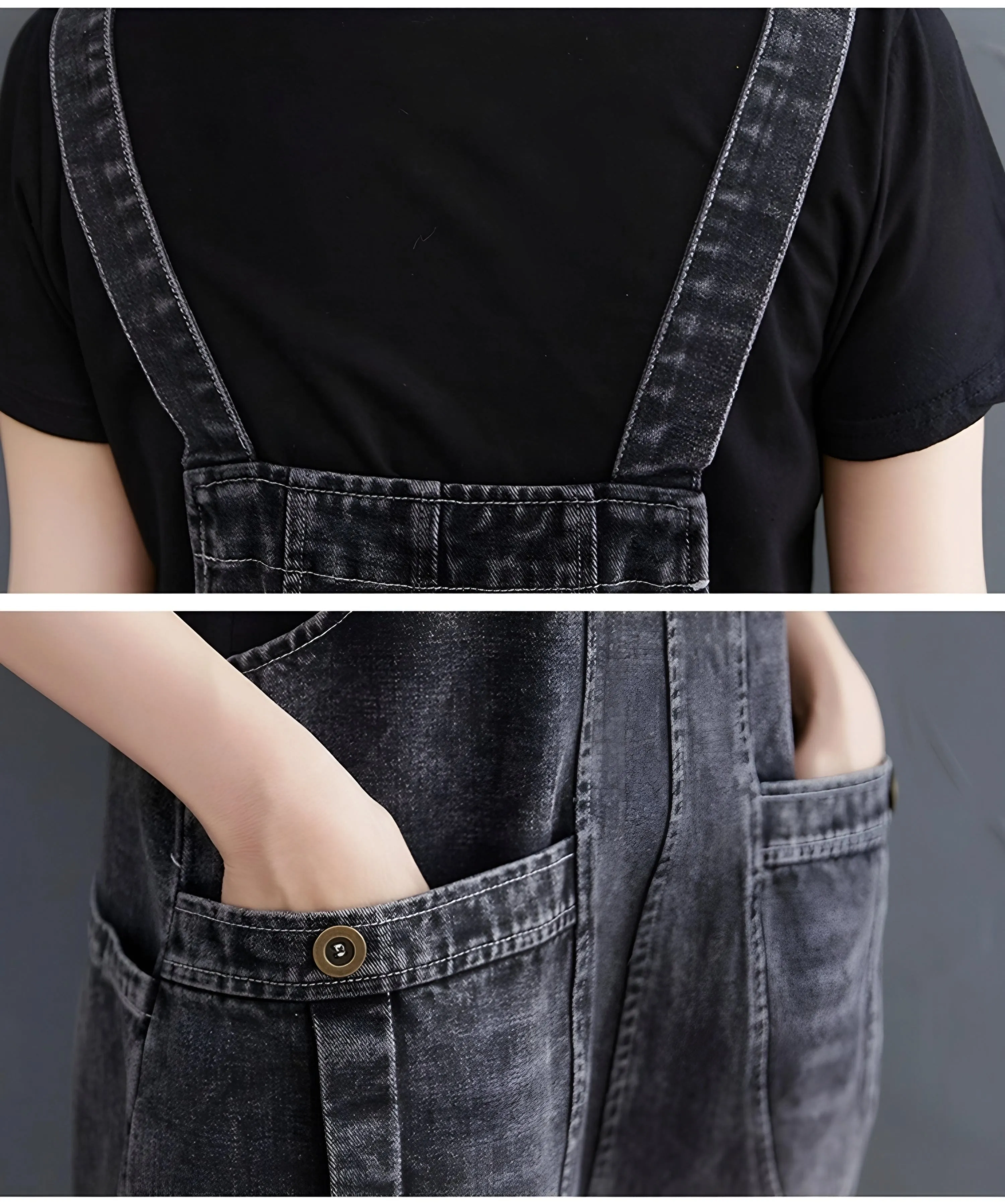 Short Denim Overall Jumpsuit