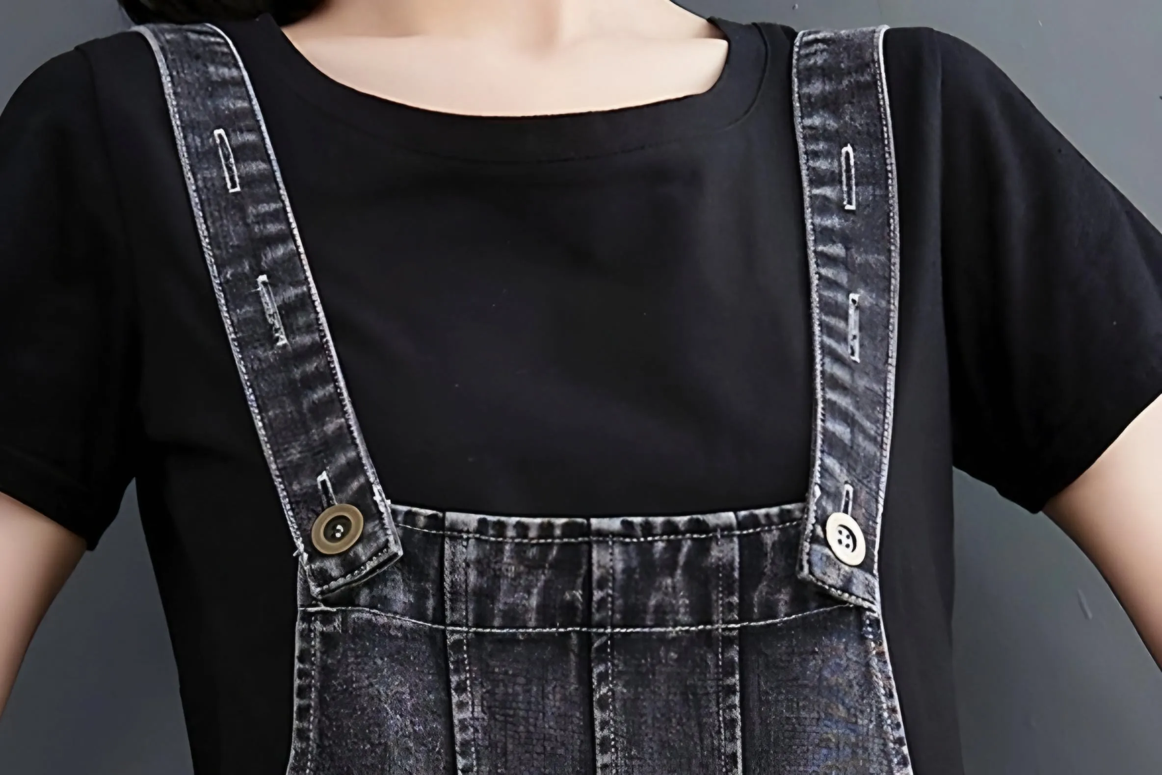 Short Denim Overall Jumpsuit