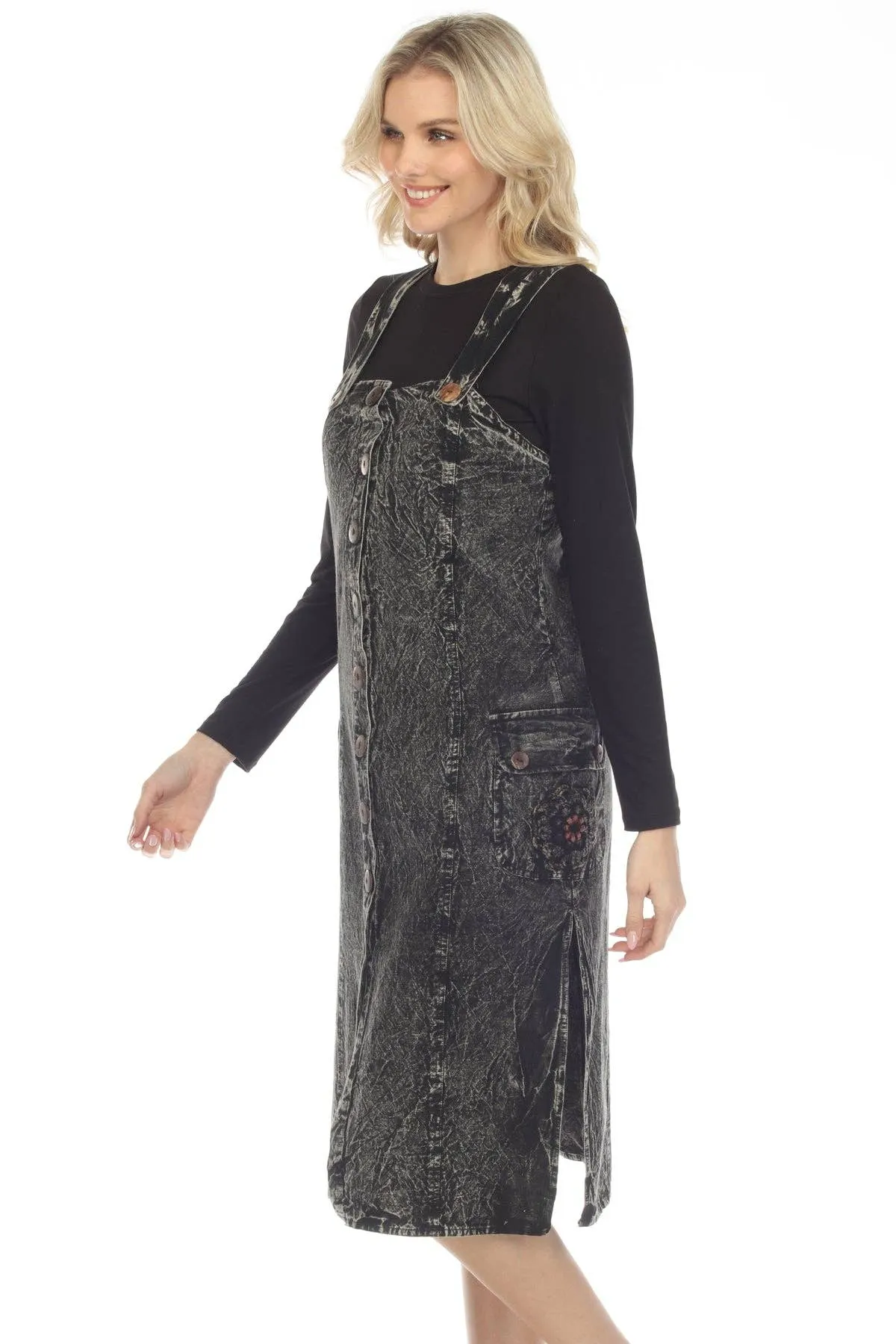 Stonewashed Cargo Organic Cotton Overall Dress