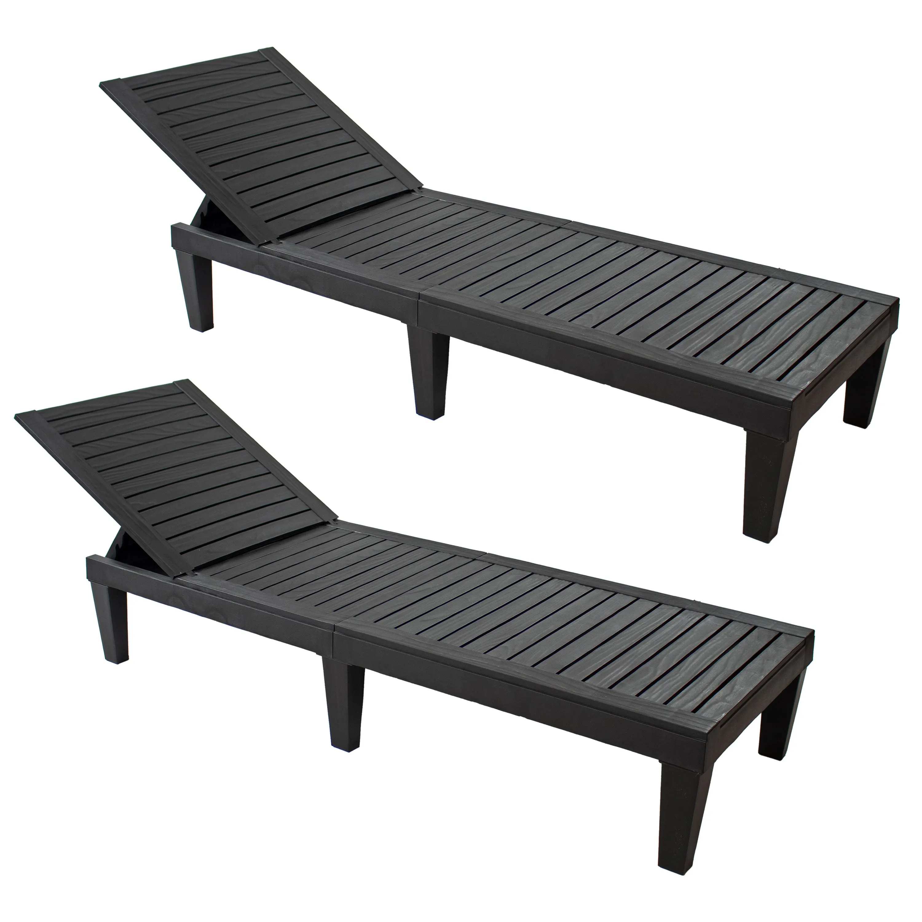Sunnydaze 5-Position Outdoor Adjustable Chaise Lounge Chair - Black