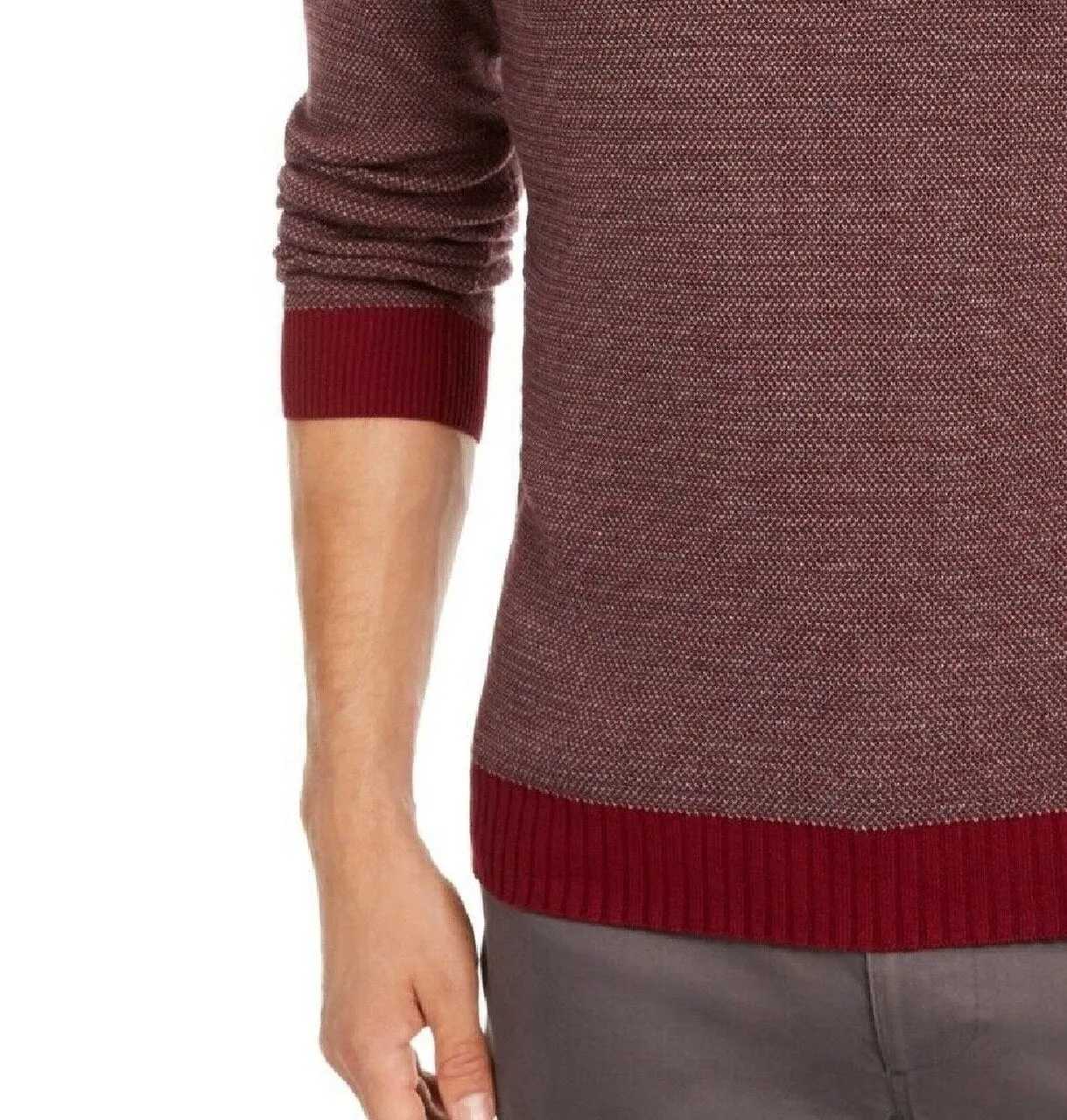 Tasso Elba Men's Supima Cotton Crewneck Sweater Wine Size 2 Extra Large