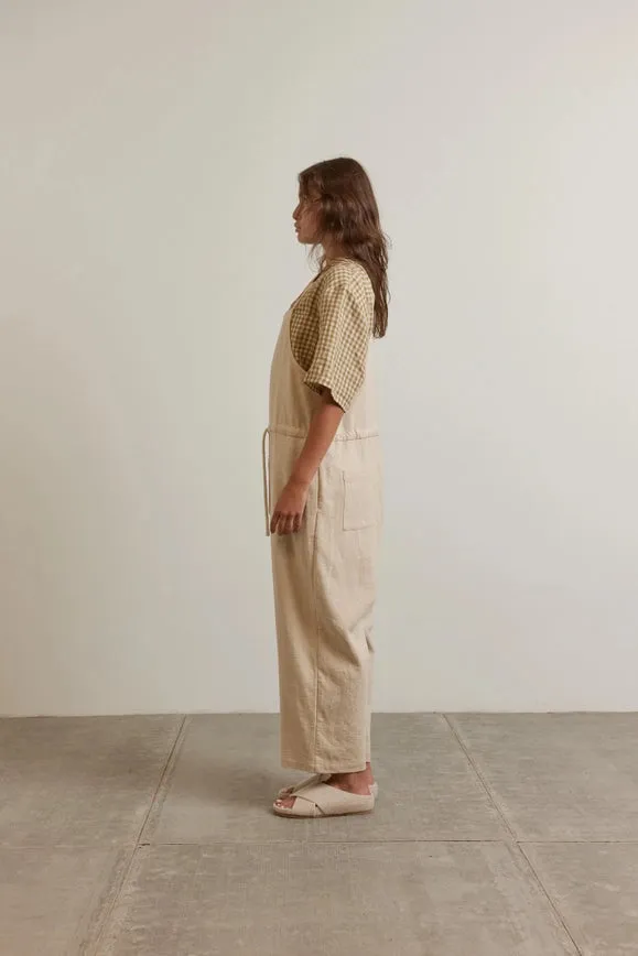 Tie Waist Ramie Overall Pants