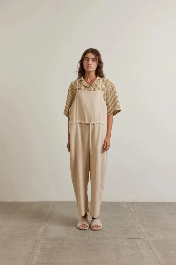 Tie Waist Ramie Overall Pants