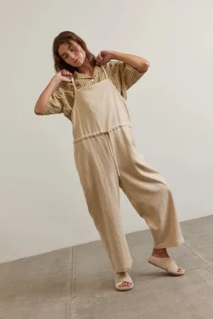 Tie Waist Ramie Overall Pants