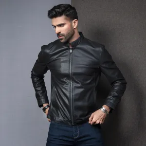Vintage Black Biker Leather Jacket - Kaptan