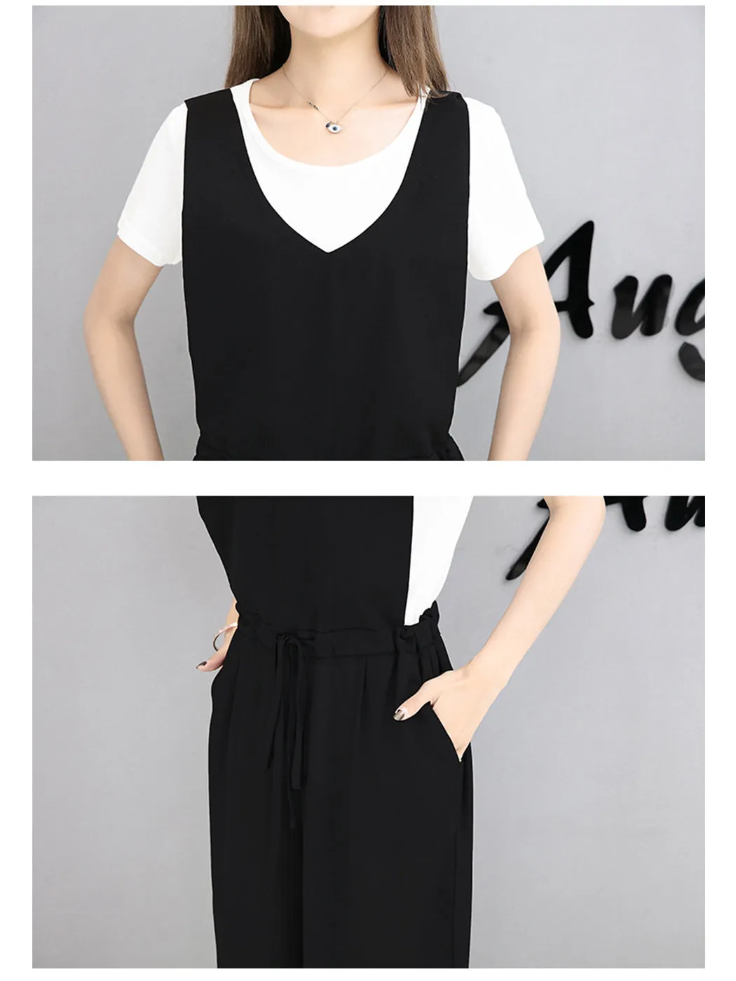 Wide Leg Cropped Overall Jumpsuit