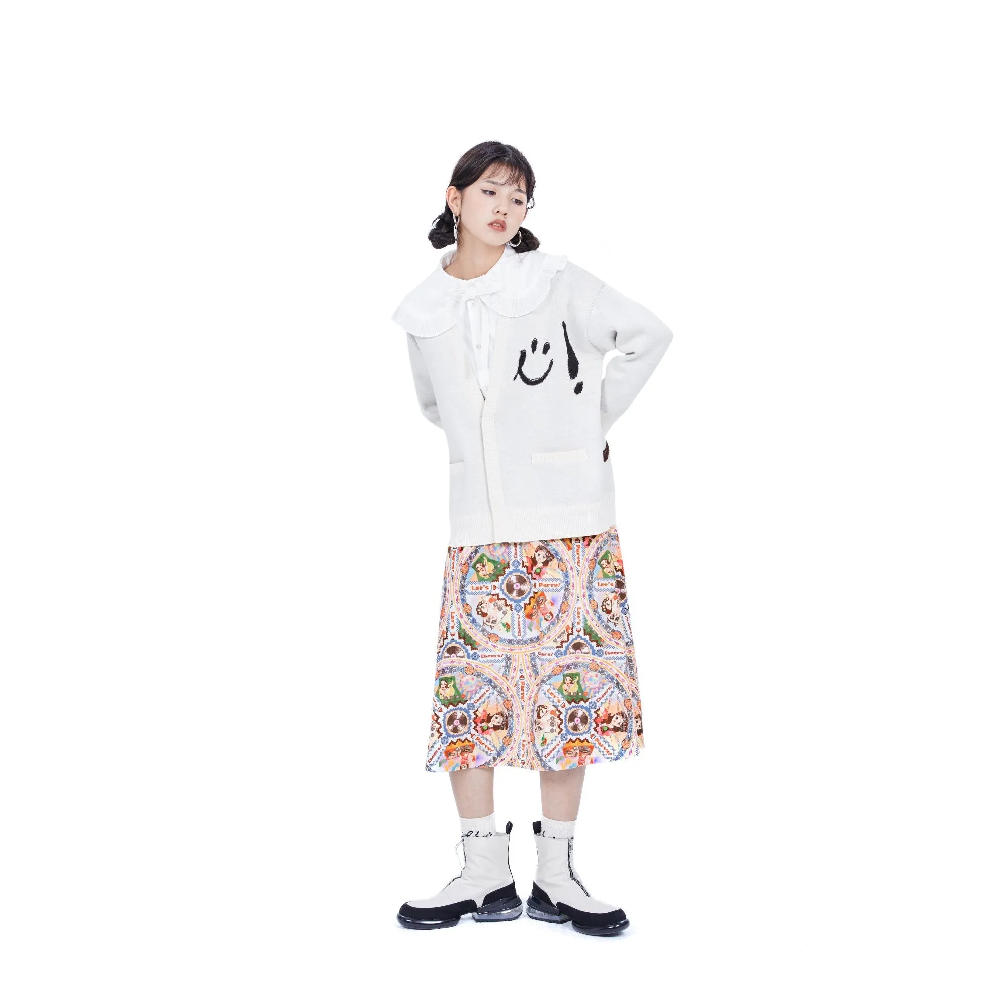 Women Overall Print Wrap Midi Skirt - Pattern