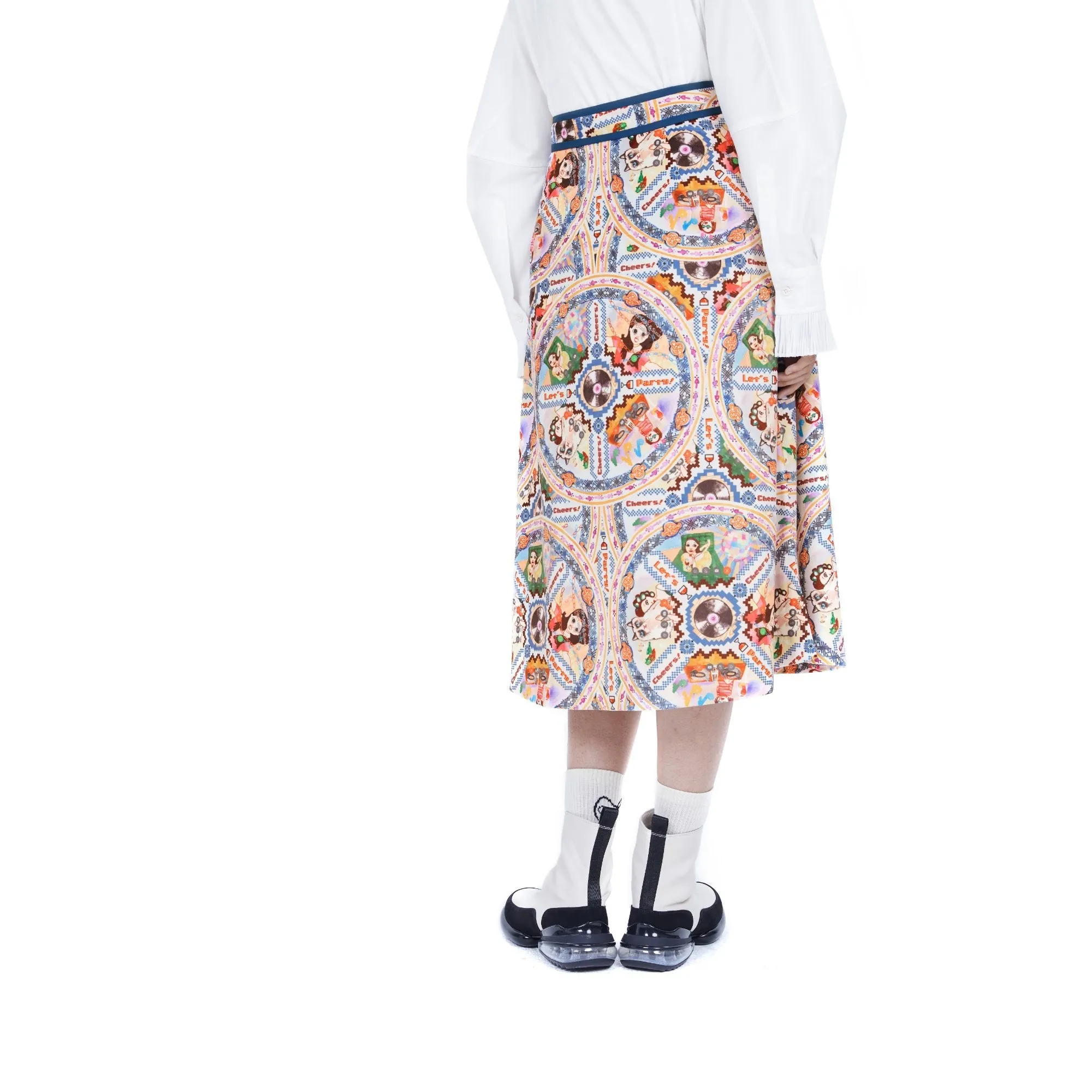 Women Overall Print Wrap Midi Skirt - Pattern