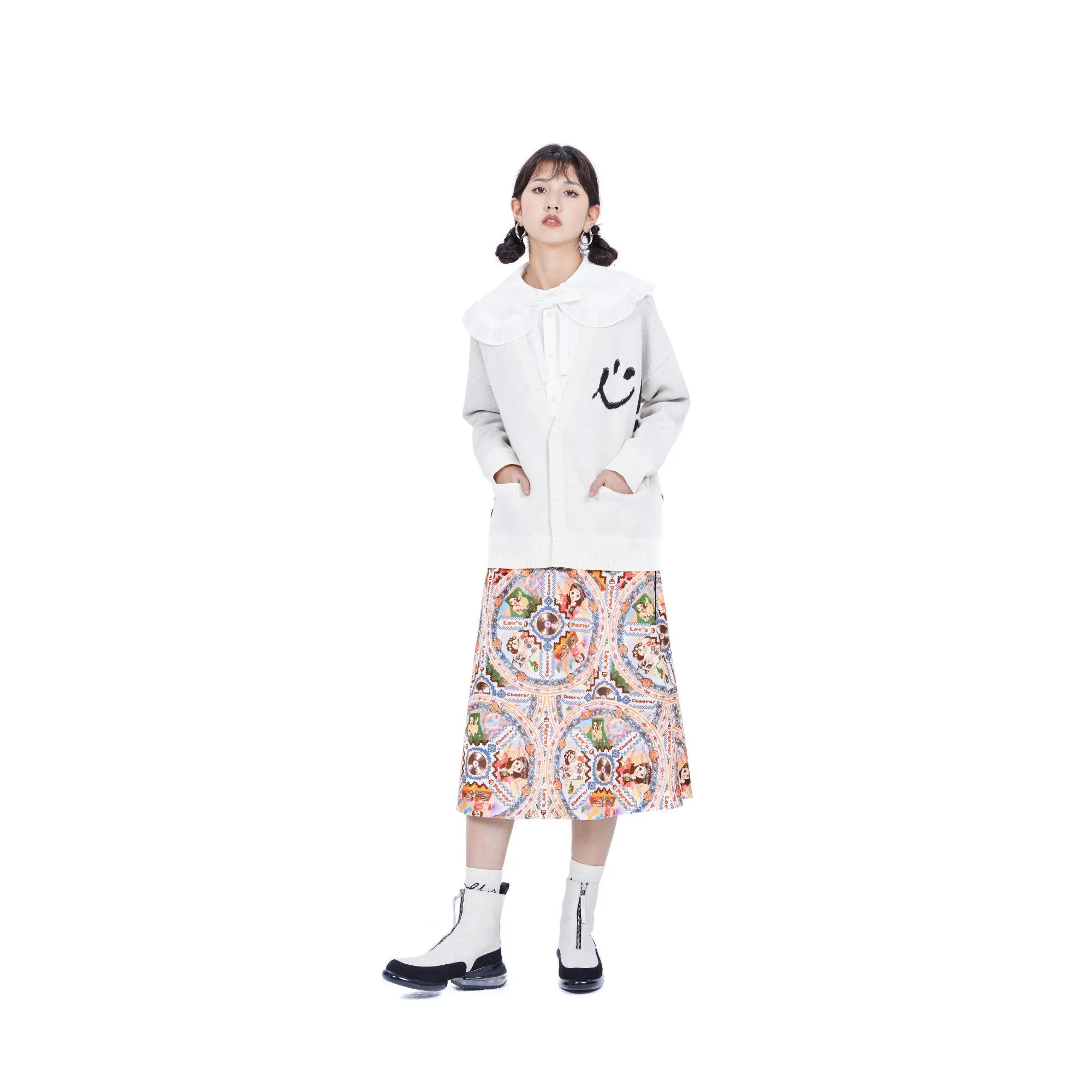 Women Overall Print Wrap Midi Skirt - Pattern
