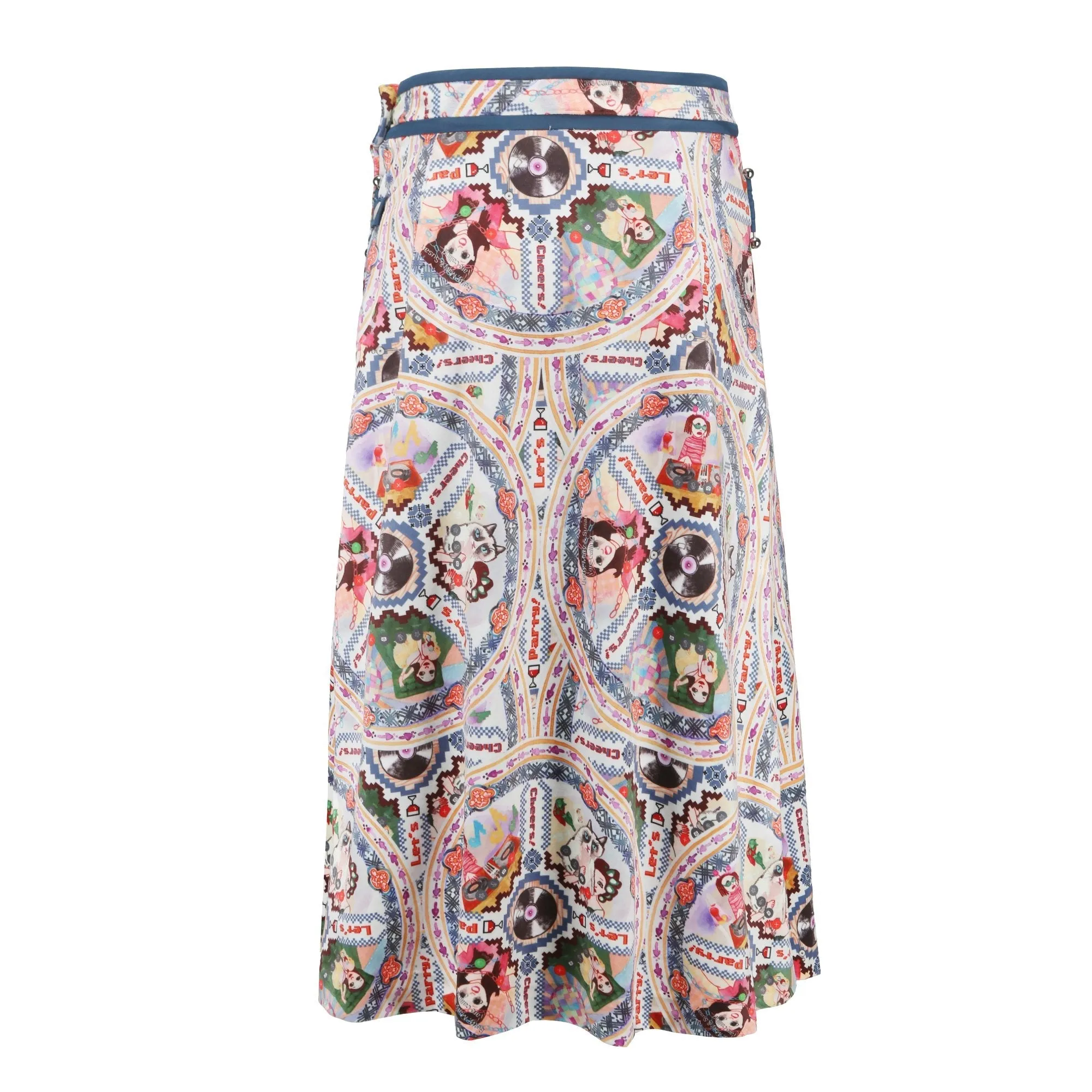 Women Overall Print Wrap Midi Skirt - Pattern