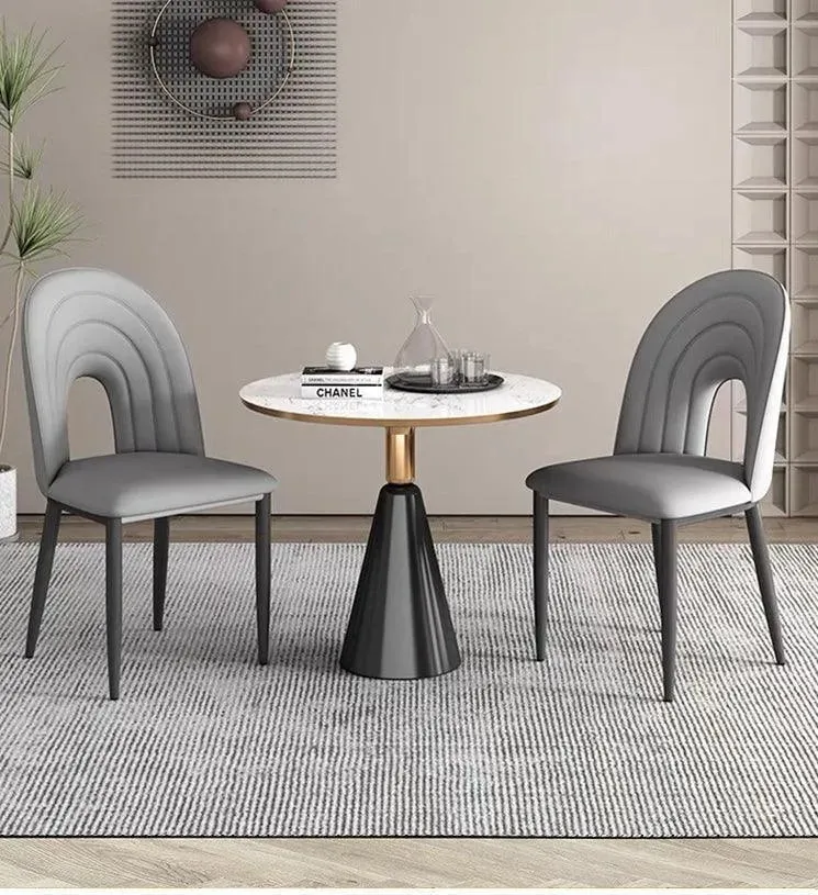 Wooden Twist Ozone Design PU Leather Dining Chair with Metal Legs Modern Stylish Accent Chair for Elegant Living Room